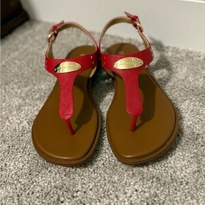 NWB Michael Kors Red Leather Sandals size 8.5